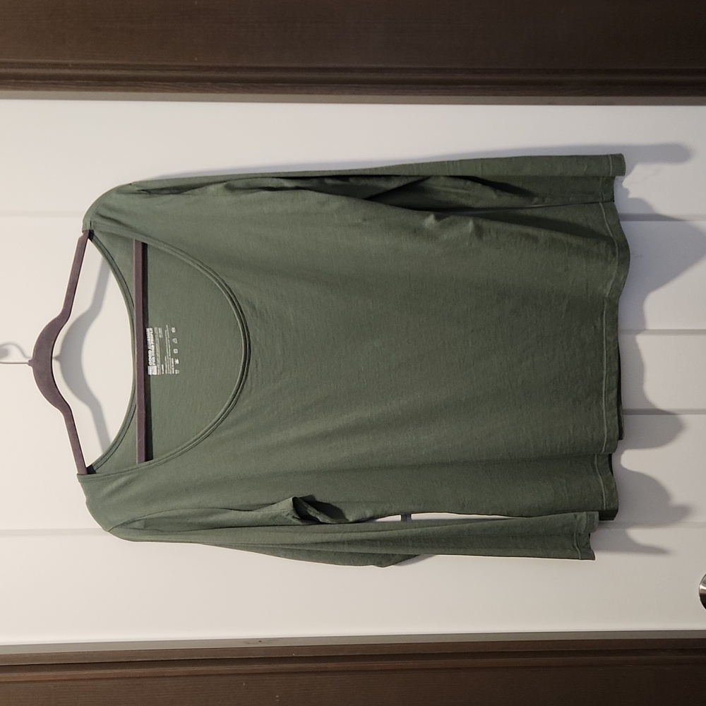 PACT Long Sleeve Shirt Top Green 100% Organic Cotton Women's Size XL Minimalist